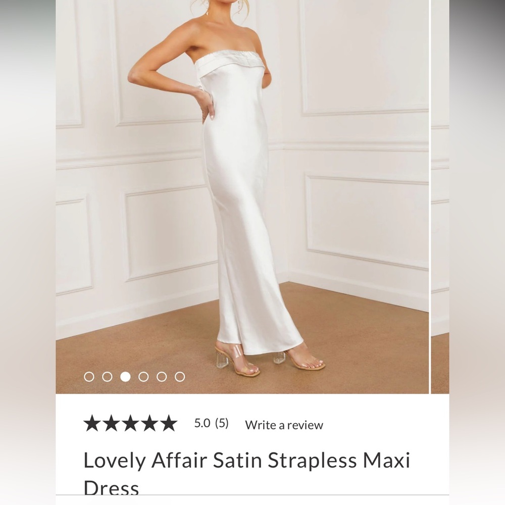 Elegant Satin Strapless White Dress